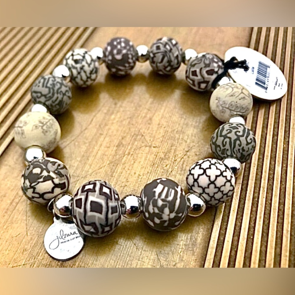 Vintage JILZARA 401-002 "Latte" Colored Muted Earthtone Clay Beaded Bracelet